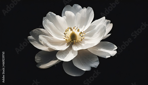 a white flower with a black background is seen in this image generative ai