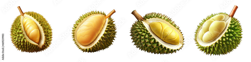 Durian clipart collection, vector, icons isolated on transparent background - obrazy, fototapety, plakaty 