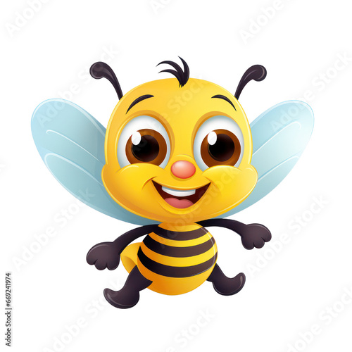 Cartoon happy bee . PNG. Transpatent background