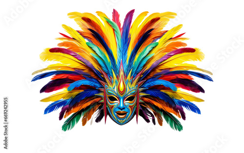 Crafted in 3D: Brazilian Carnival Samba Dance Character Mask on a Transparent Background