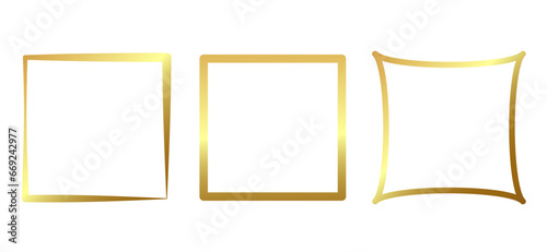Set of square gold frames vector