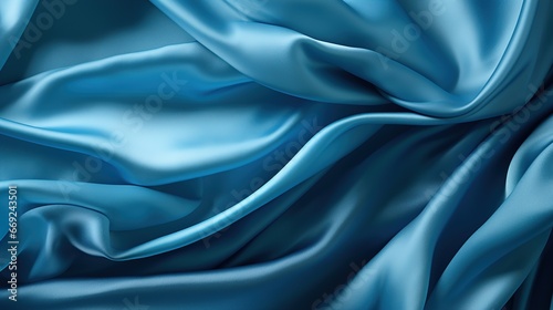 Silk blue fabric closeup 
