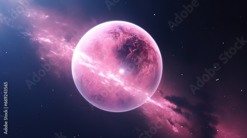 Pink planet in outer space