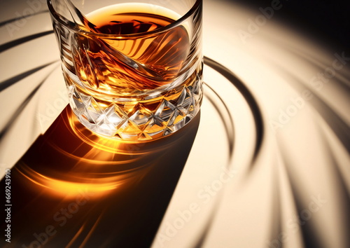 Whiskey Glass with Caustics and Dramatic Lighting photo