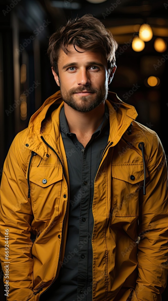 Charming handsome. Handsome young man in casual wear keeping arms crossed and smiling while standing on background. Man portrait illustration. Generative AI Charming handsome. Handsome young man in casual wear keeping arms crossed and smiling while standing on background. Man portrait illustration. Generative AI