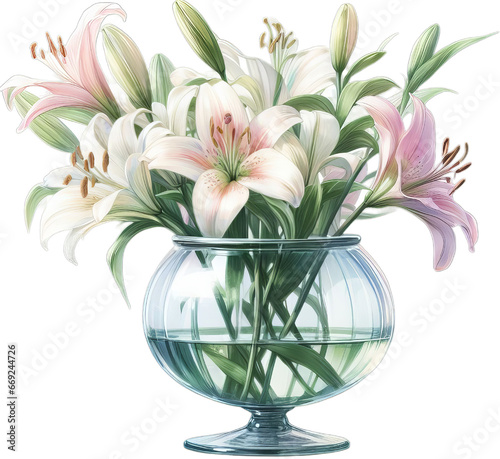 Petals and Posies  A Watercolor Floral Bouquet in a Vase