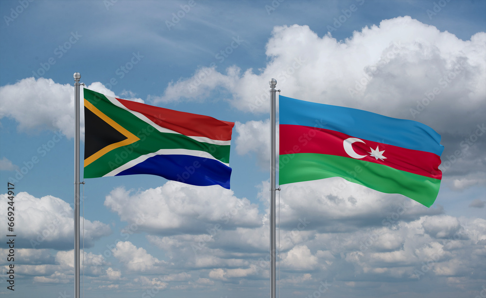 Azerbaijan and South Africa flags, country relationship concept Azerbaijan and South Africa flags, country relationship concept