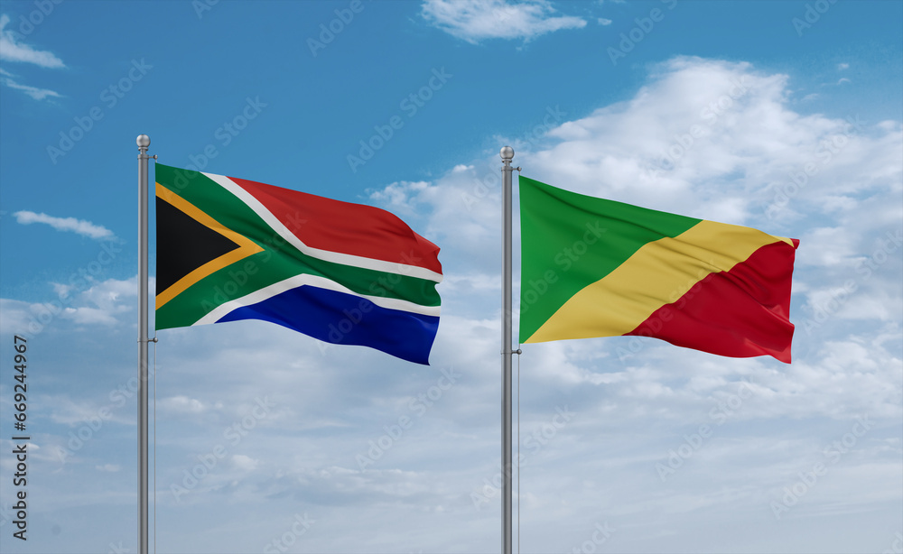 Congo and South Africa flags, country relationship concept Congo and South Africa flags, country relationship concept