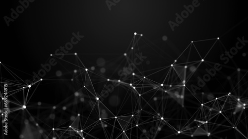 Network connection structure. Data transfer. Abstract background with interweaving of dots and lines. 3D rendering. photo