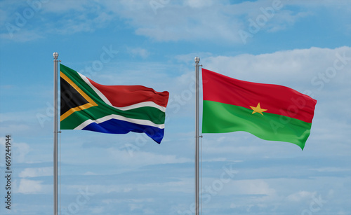 Burkina Faso and South Africa flags, country relationship concept