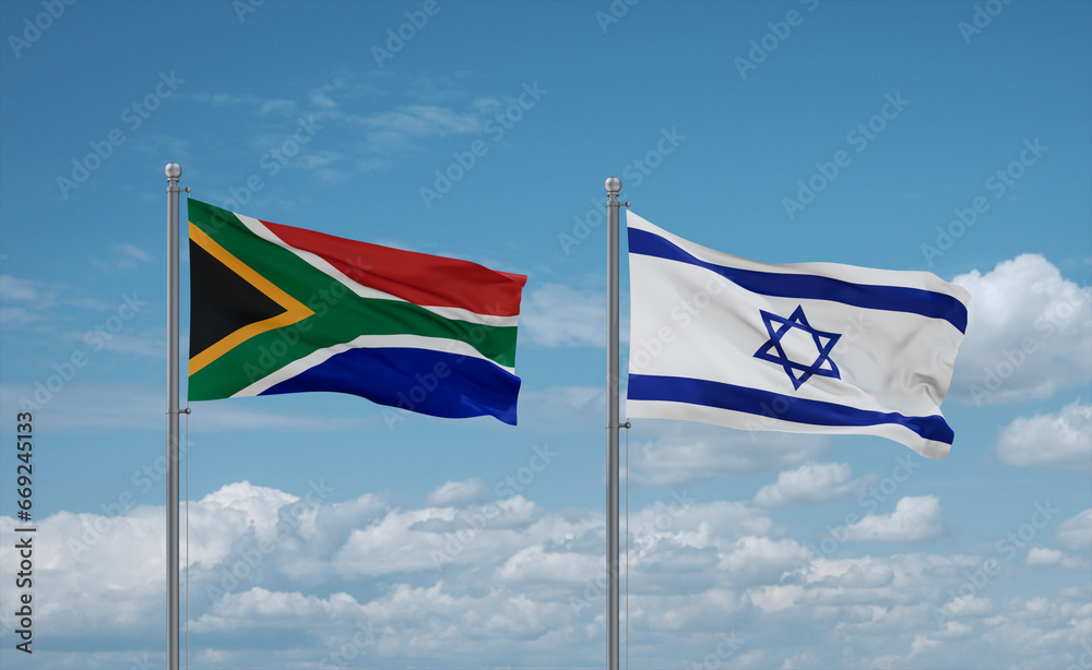 Israel and South Africa flags, country relationship concept