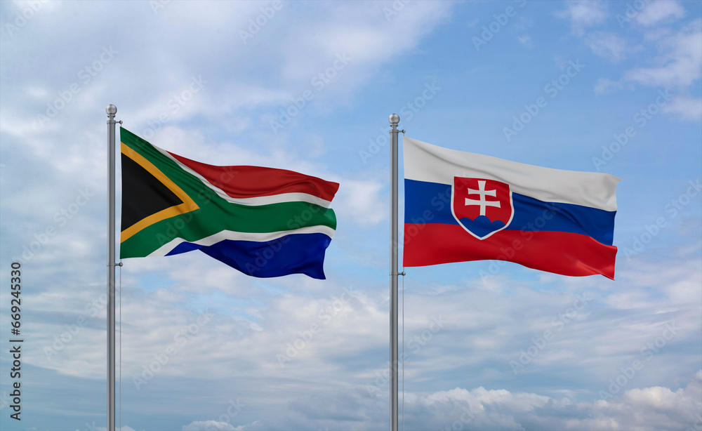 Slovakia and South Africa flags, country relationship concept Slovakia and South Africa flags, country relationship concept