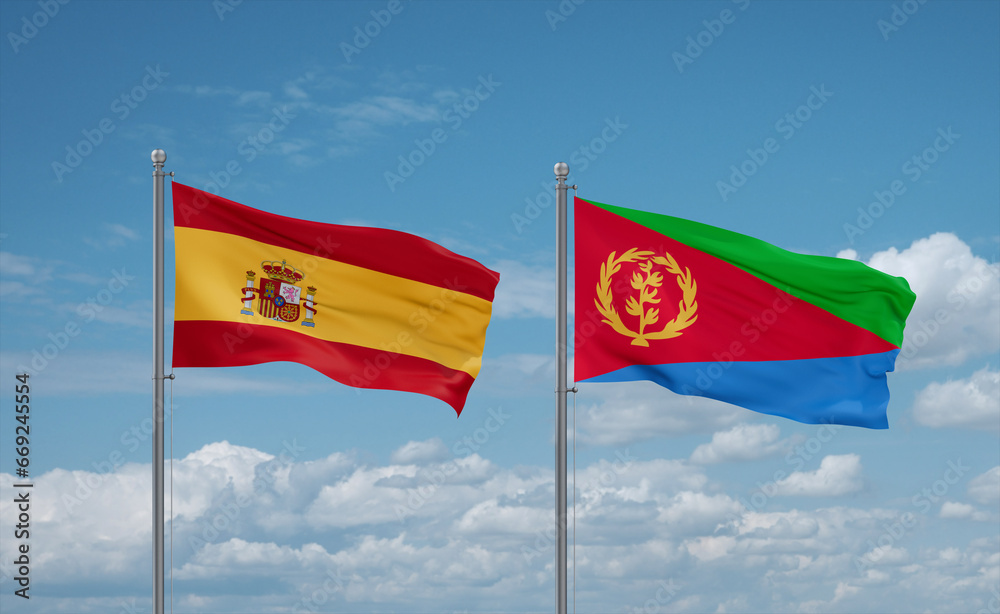 Eritrea and Spain flags, country relationship concept