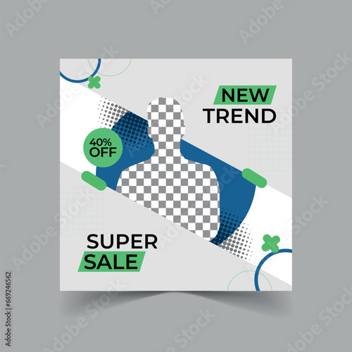 Super Sale for social media post template with discount