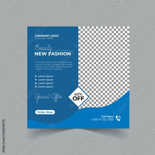 Editable Social Media Template for Digital Marketing. Promotion of Fashion Brand Design