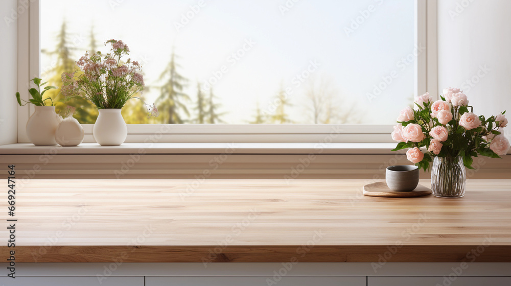 Fototapeta premium empty light wooden table