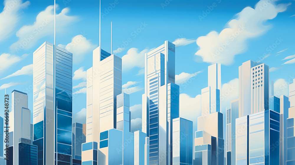 Background illustration of city with buildings and skyscrapers