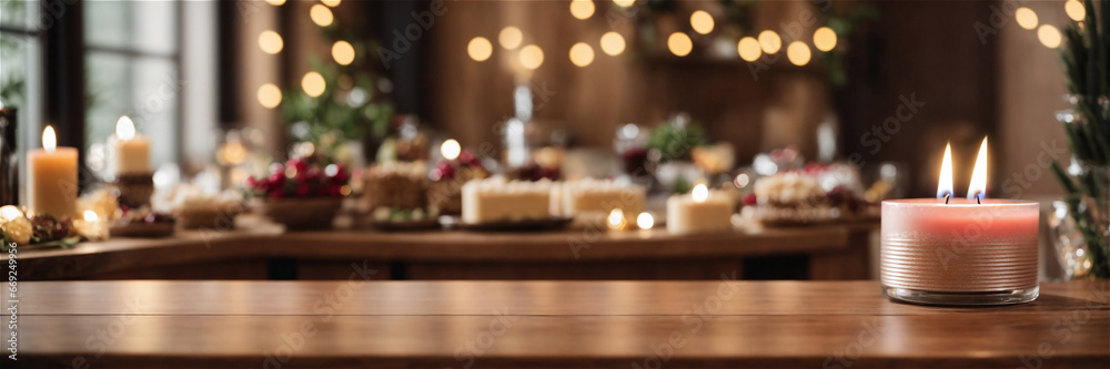 A serene Zen-inspired scene featuring a rustic wooden table with an empty board for mockups product displays, offering ample space for banner copy. Generated Ai