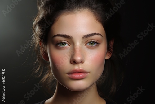 Portrait of a young beautiful girl with well-groomed, healthy skin.