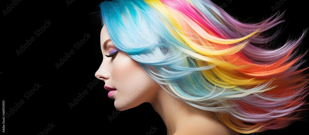 woman with multi colored hair. AI generated