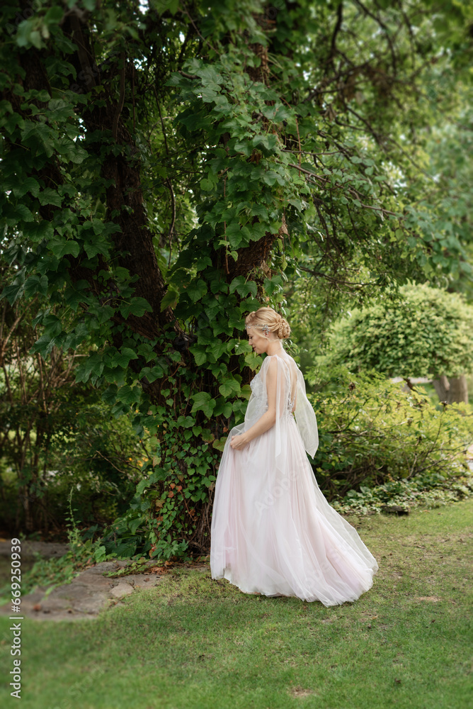 portrait of a happy bride in a light light dress in wearing elven accessories portrait of a happy bride in a light light dress in wearing elven accessories