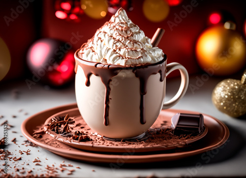 cup of hotchocolate with whipped cream photo