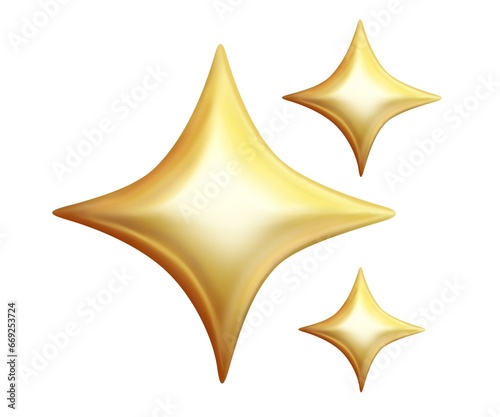Glossy stars 3d icon isolated on white background. 3d star for website browser template concept. 3d illustration.