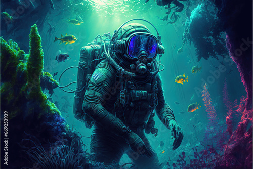 a diver exploring the unknown in the depths of the ocean...