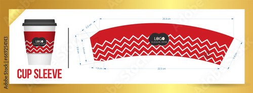  Paper Coffee Cup sleeve sample Die Cut - Templates print ready template for cafe papercup eps ai die-cut