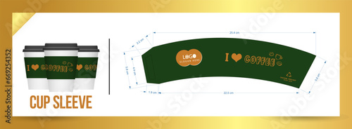  Paper Coffee Cup sleeve sample Die Cut - Templates print ready template for cafe papercup eps ai die-cut