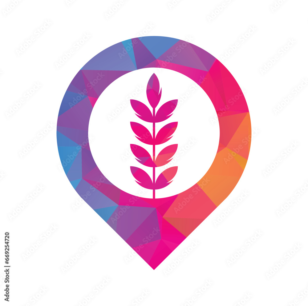 wheat grain gps shape vector logo design.