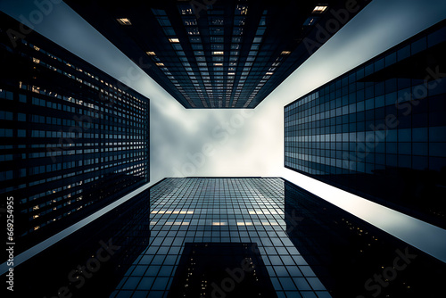 hight-rise buildings  dark skyscrapers view from below