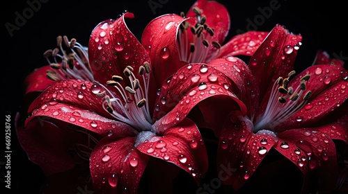 A classic beautiful floral closeup photography with water droplets on petals of dark red flowers. Wedding, valentine, jewel, gem, celebraion, fashion, glamorous background. 