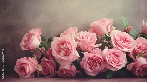 bouquet of pink roses  generative ai