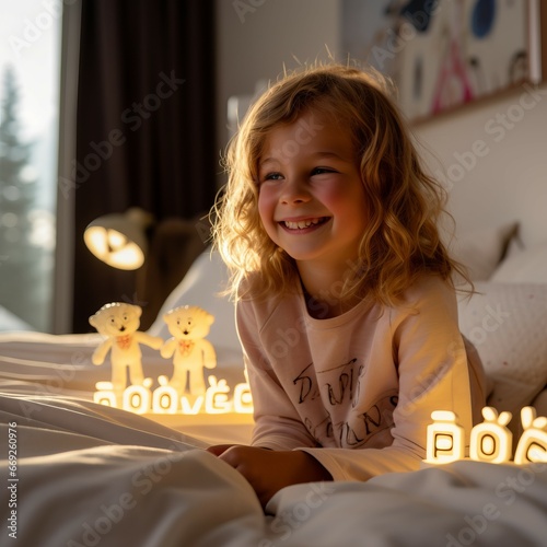 A Child's Name Illuminated in Toy Blocks