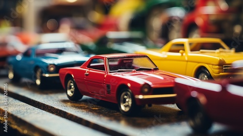 An Array of Meticulously Arranged Toy Cars for Children's Imagination