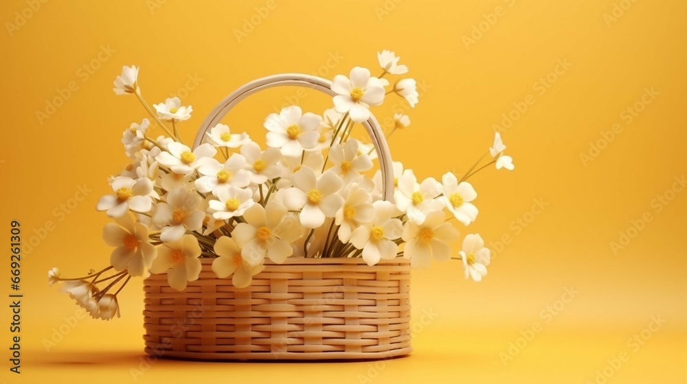 bouquet of snowdrops isolated on yellow background