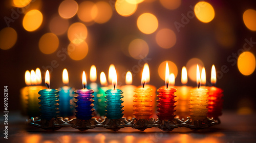 burning candles on blurred background