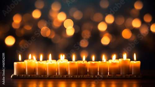 burning candles on blurred background