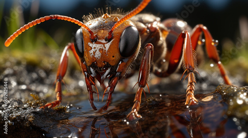 Macro World Unveiled: Ant in Its Natural Habitat. Generative AI