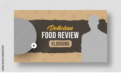 Food vlogger review youtube thumbnail, video thumbnail or web banner template