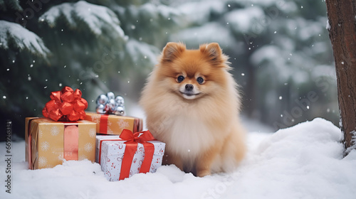Pomeranian Spitz Dog in Christmas Costume © Capitan PhotoMan