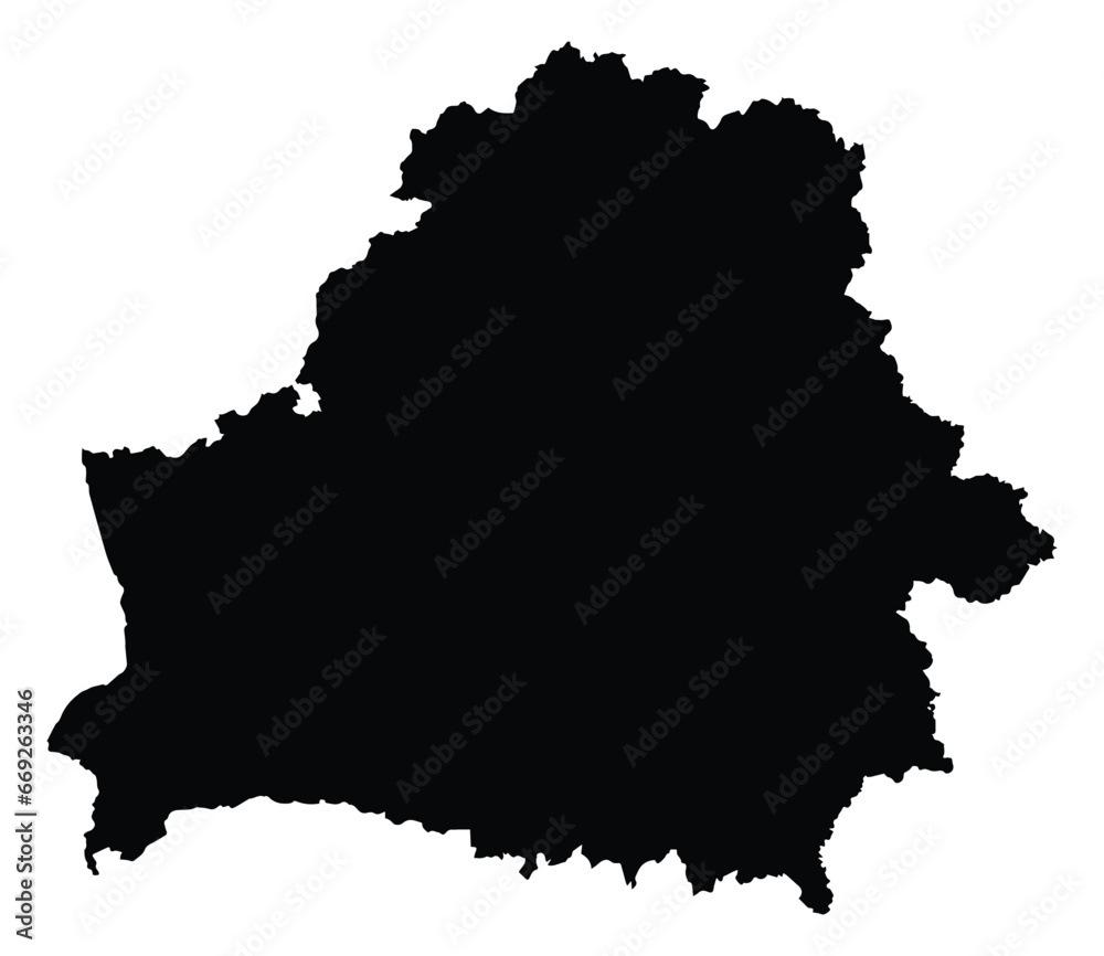 Belarus country map, simple black silhouette.