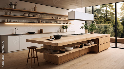 bright friendly modern minimalistic kitchen with natural light