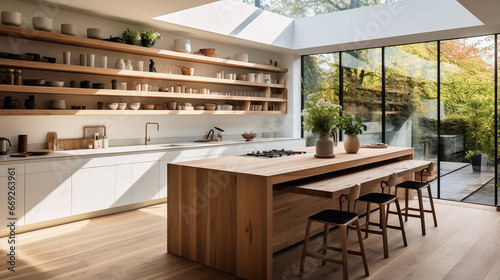 bright friendly modern minimalistic kitchen with natural light