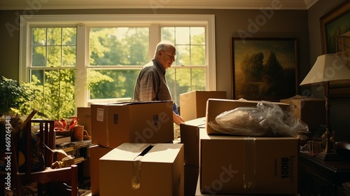 Coordinating the moving process with movers and family photo