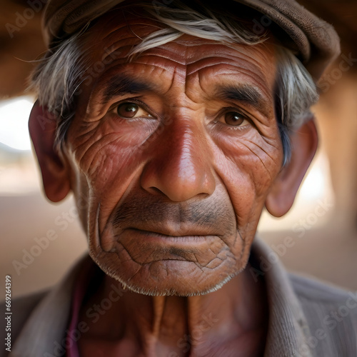 Portrait of an old indian man in his 40s.