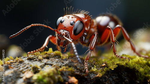 ant on a leaf. Generative AI © Sascha