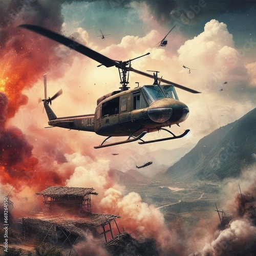 AI helicopter in Vietnam sky in Vietnam War