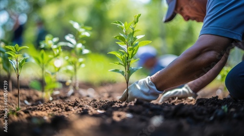 Plant foresters at the tree for reforestation